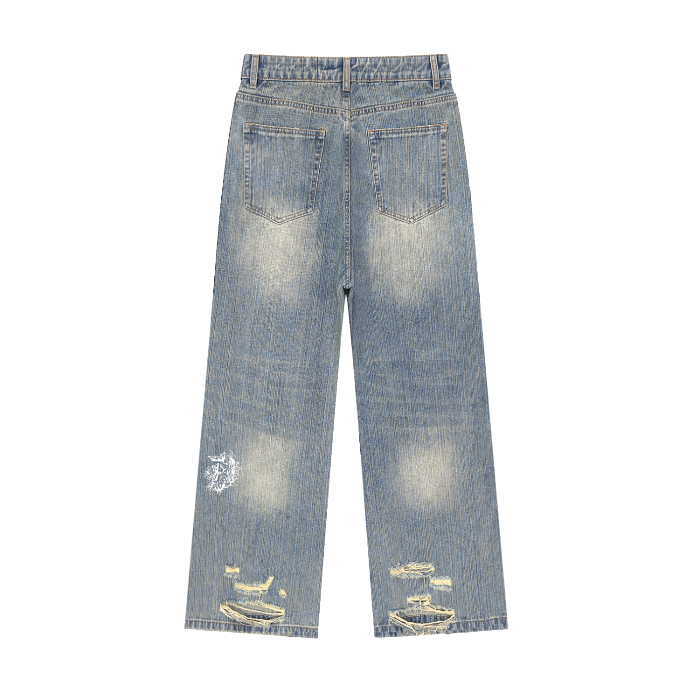 Vintage Wash Distressed Denim Jeans
