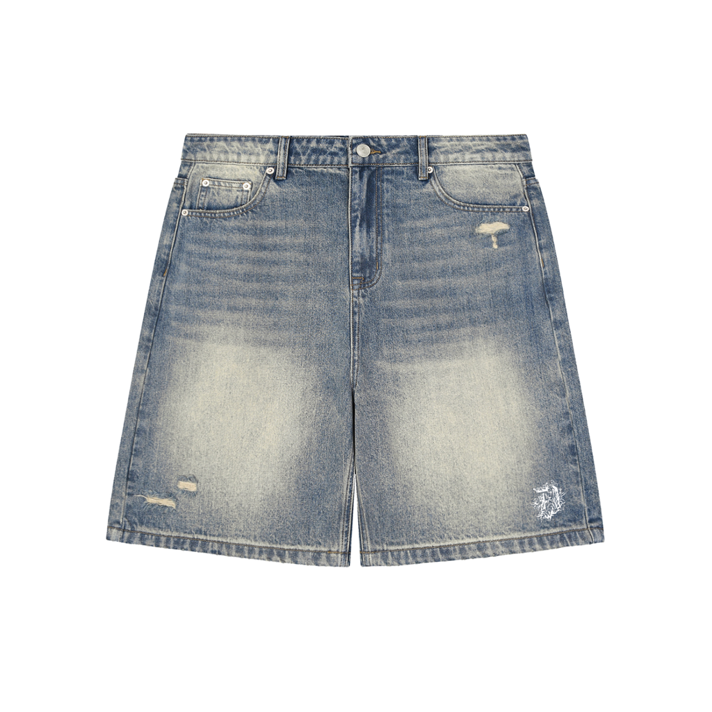 Faded Distressed Baggy Denim Shorts