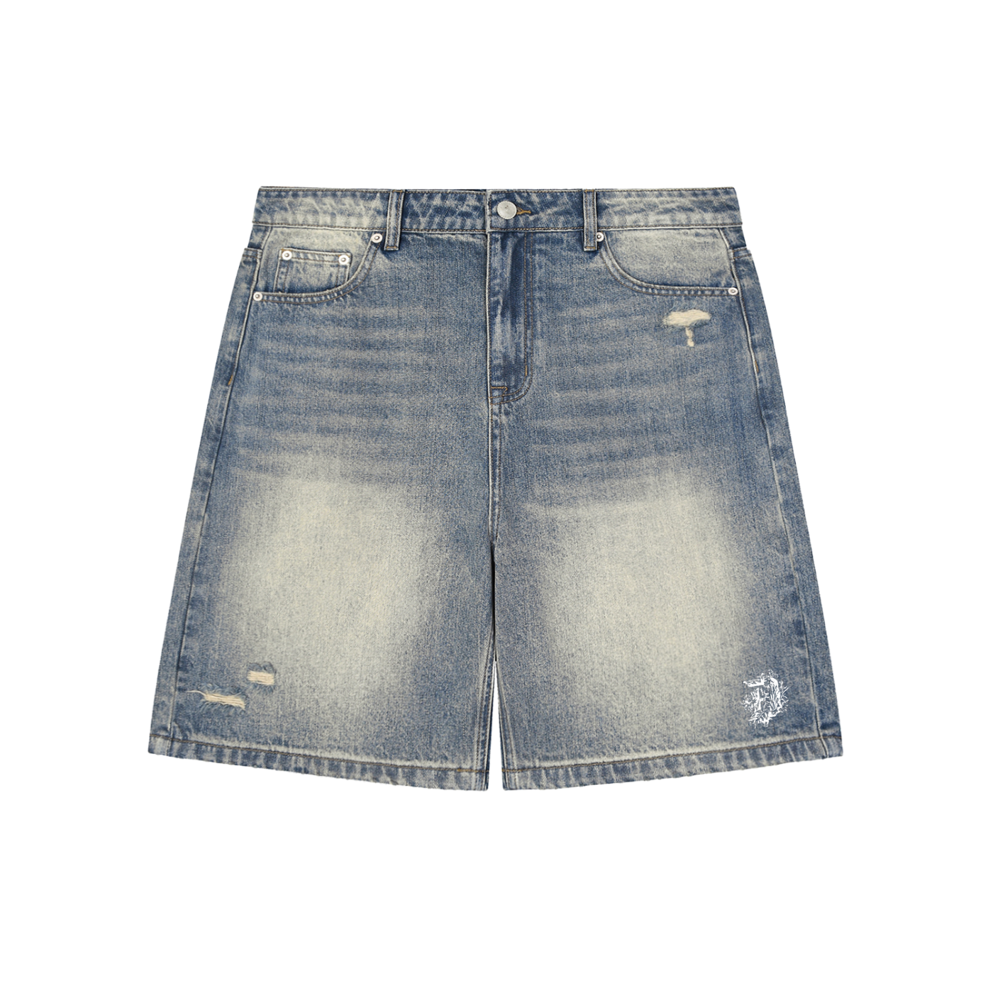 Faded Distressed Baggy Denim Shorts