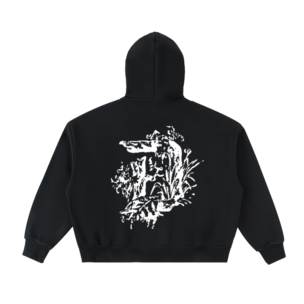 Fleeced Full-Zip Boxy Hoodie