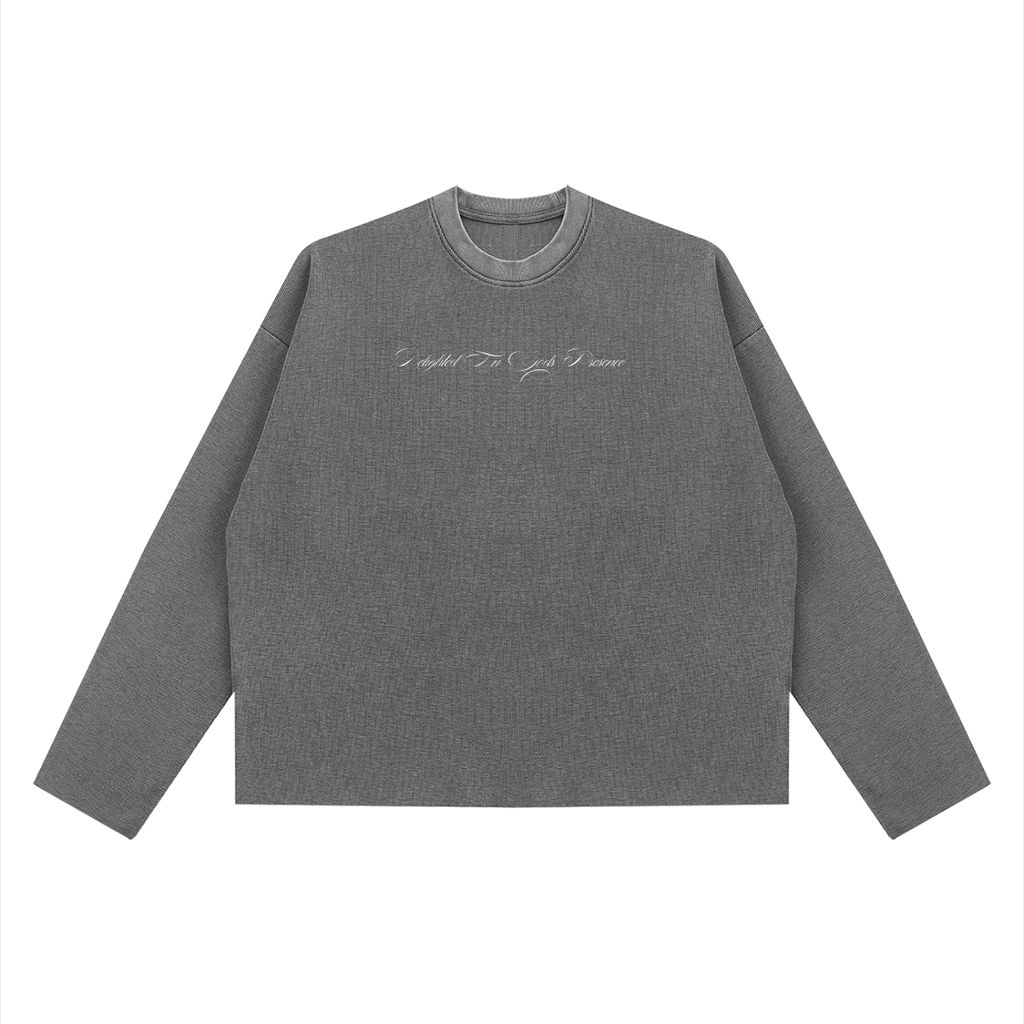 Unisex Vintage Wash Boxy  Waffle Raw Edge T-Shirt