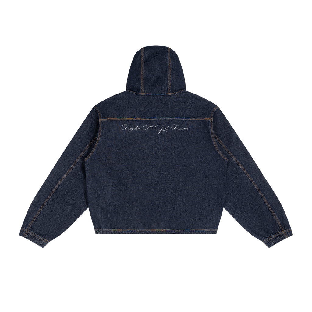 Men's Boxy Vintage Wash Hooded Denim Jacket