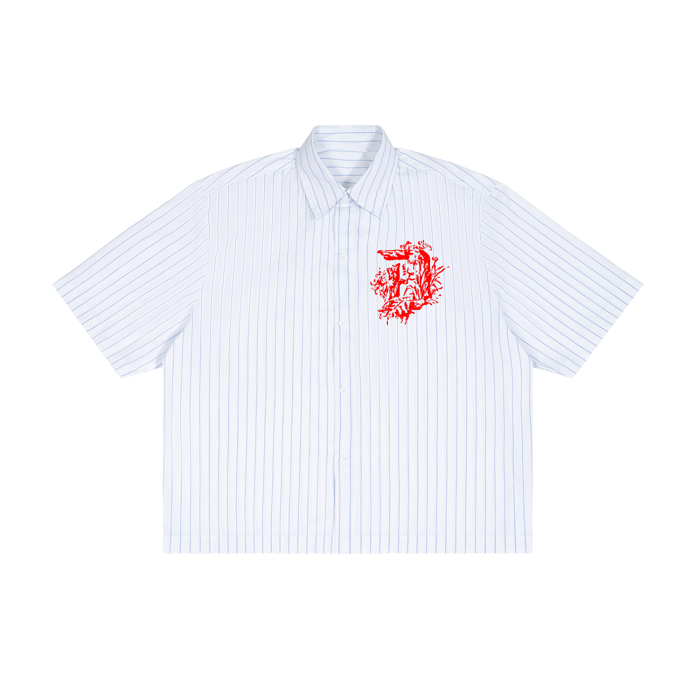 Unisex Striped Boxy Button-Up Shirt