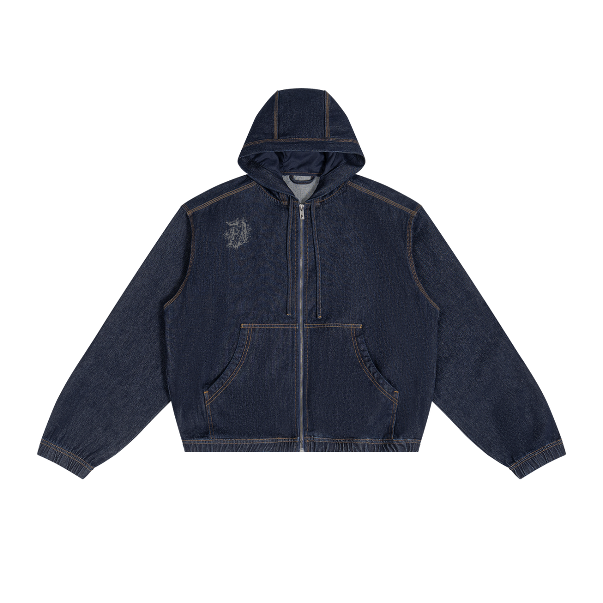 Men's Boxy Vintage Wash Hooded Denim Jacket