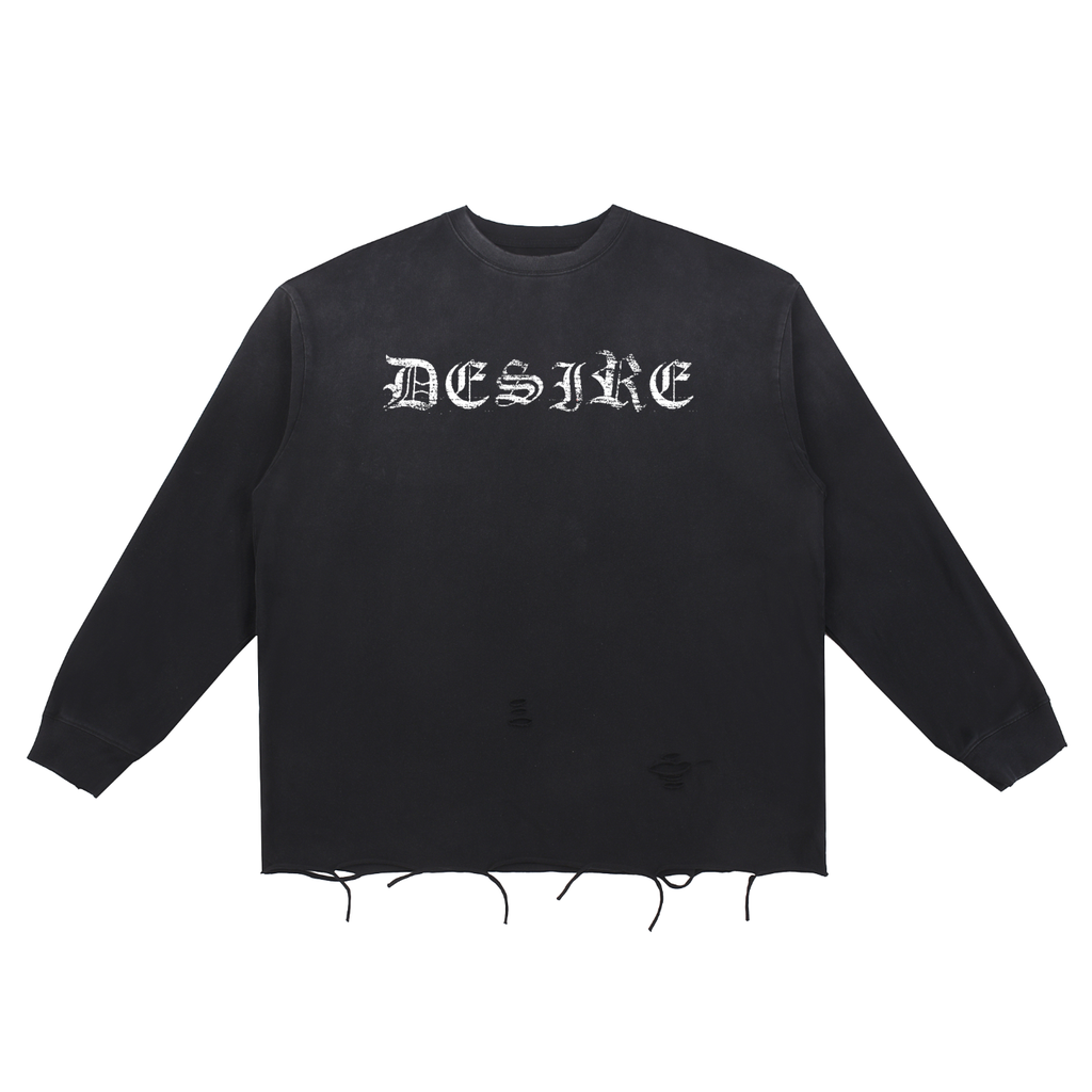 Snow Wash Raw Edge Cotton T-Shirt