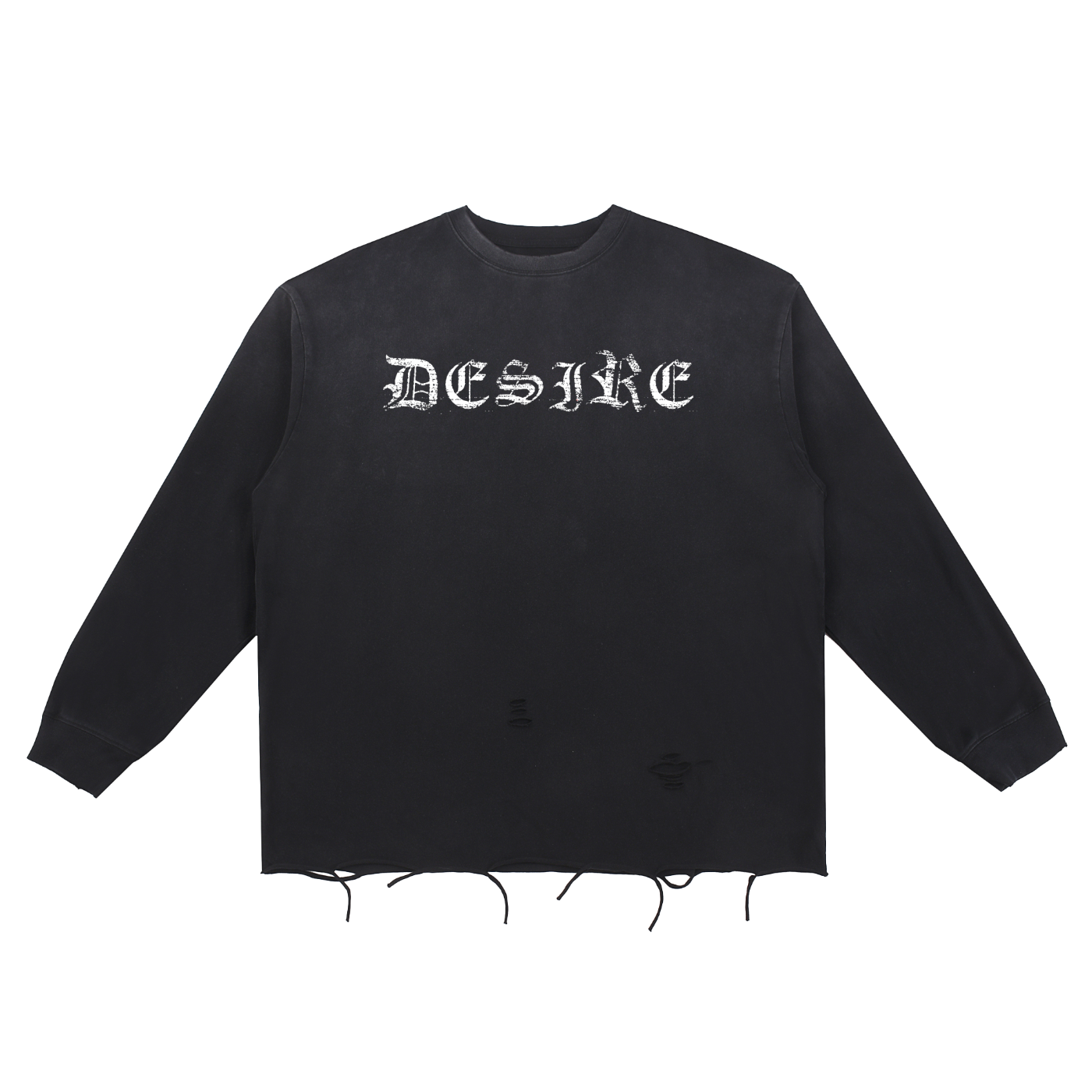 Snow Wash Raw Edge Cotton T-Shirt