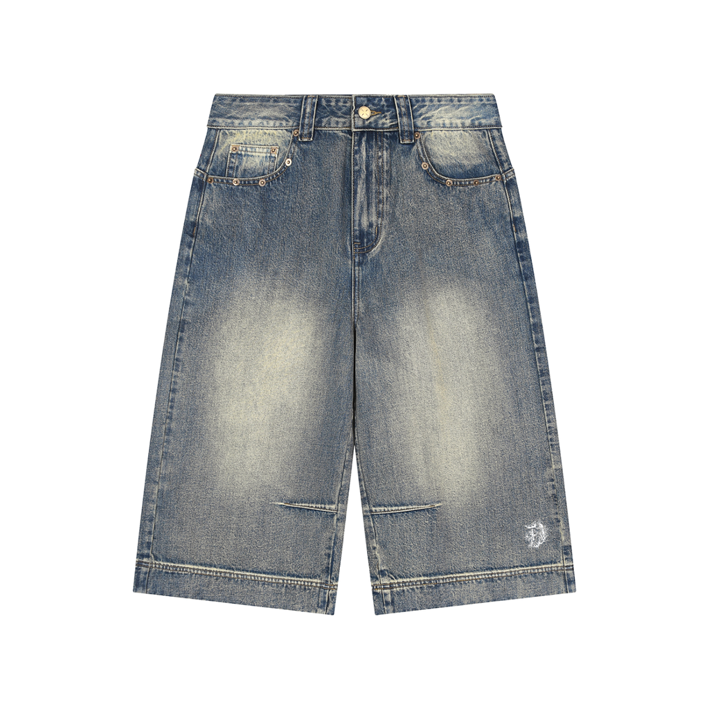 Vintage Wash Baggy Denim Shorts