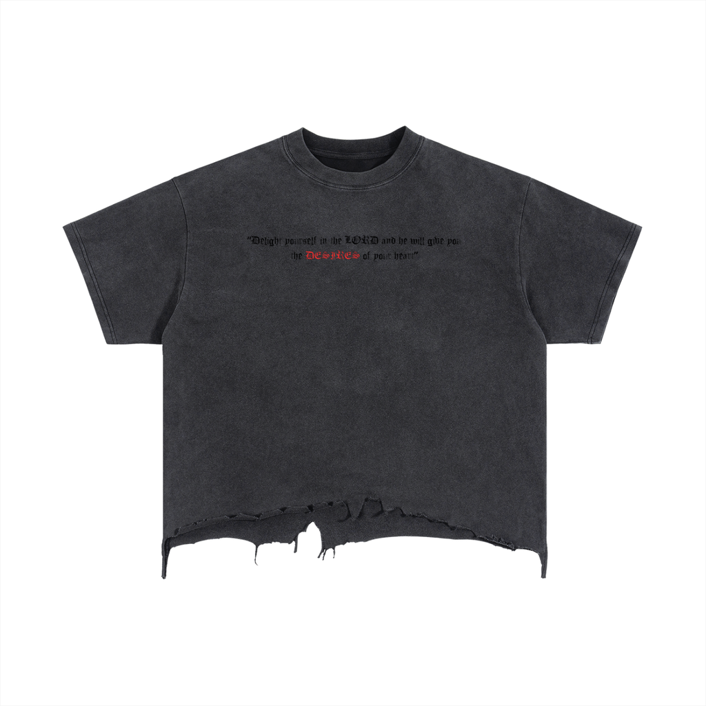 Vintage Wash Boxy Distressed Hem T-Shirt